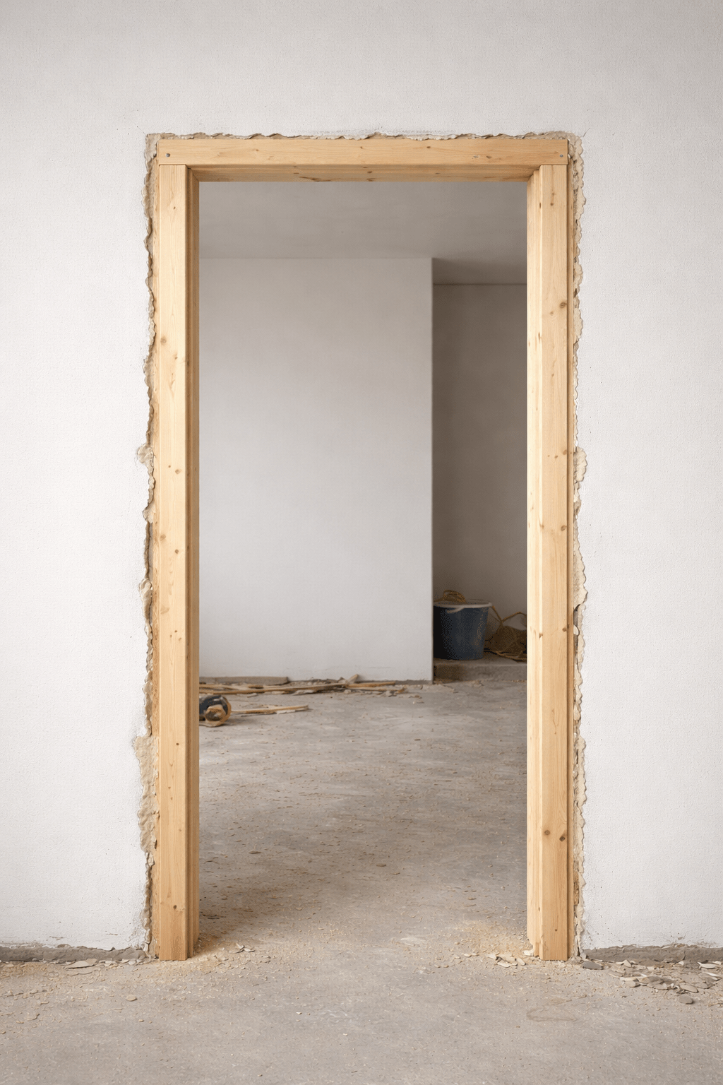 Door frame during fitting