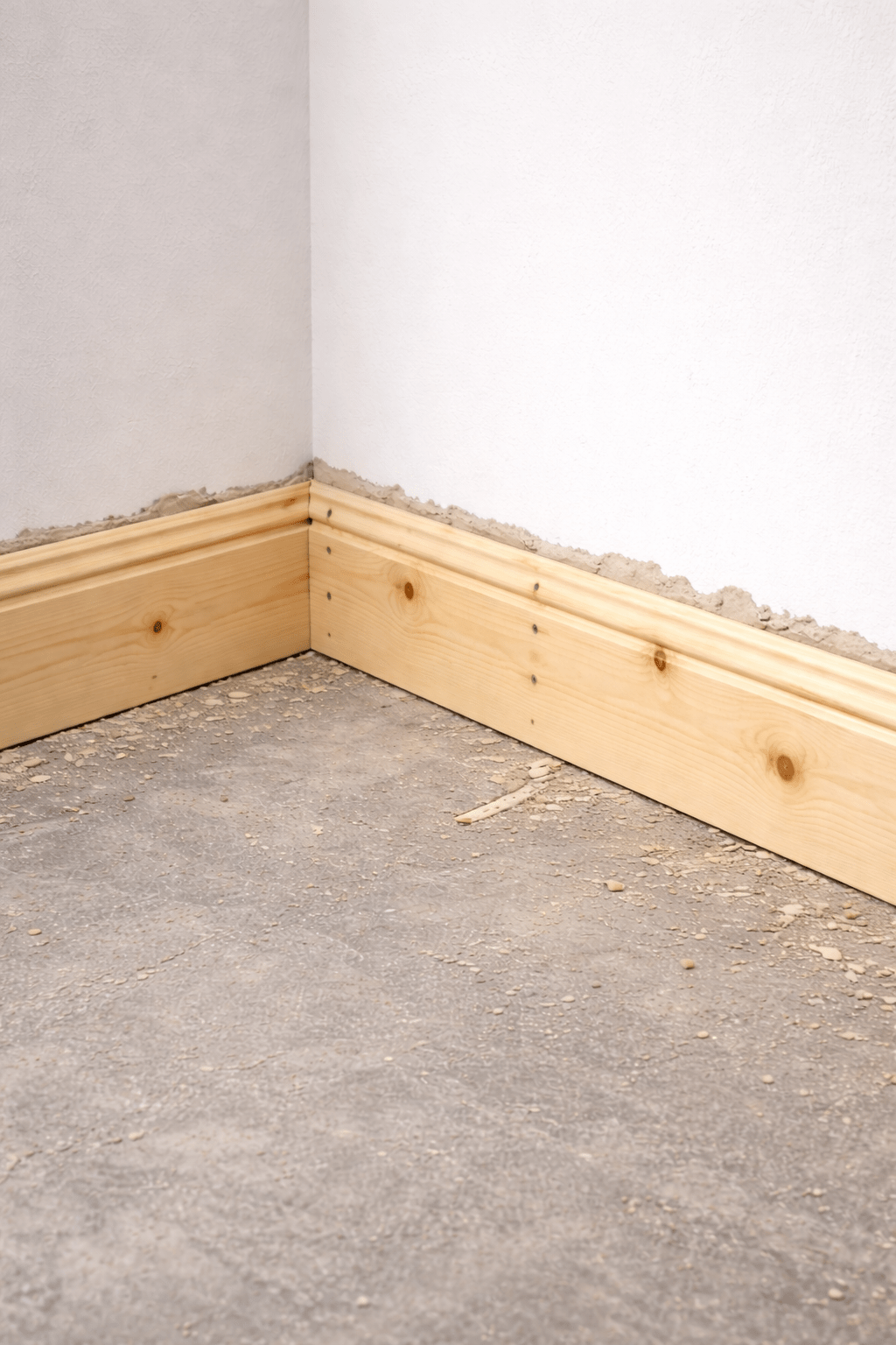 Skirting boards before the finish is complete